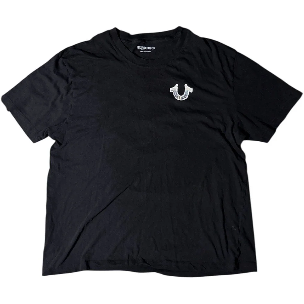 True Religion Print Black T-Shirt Short Sleeve Size‎ Large